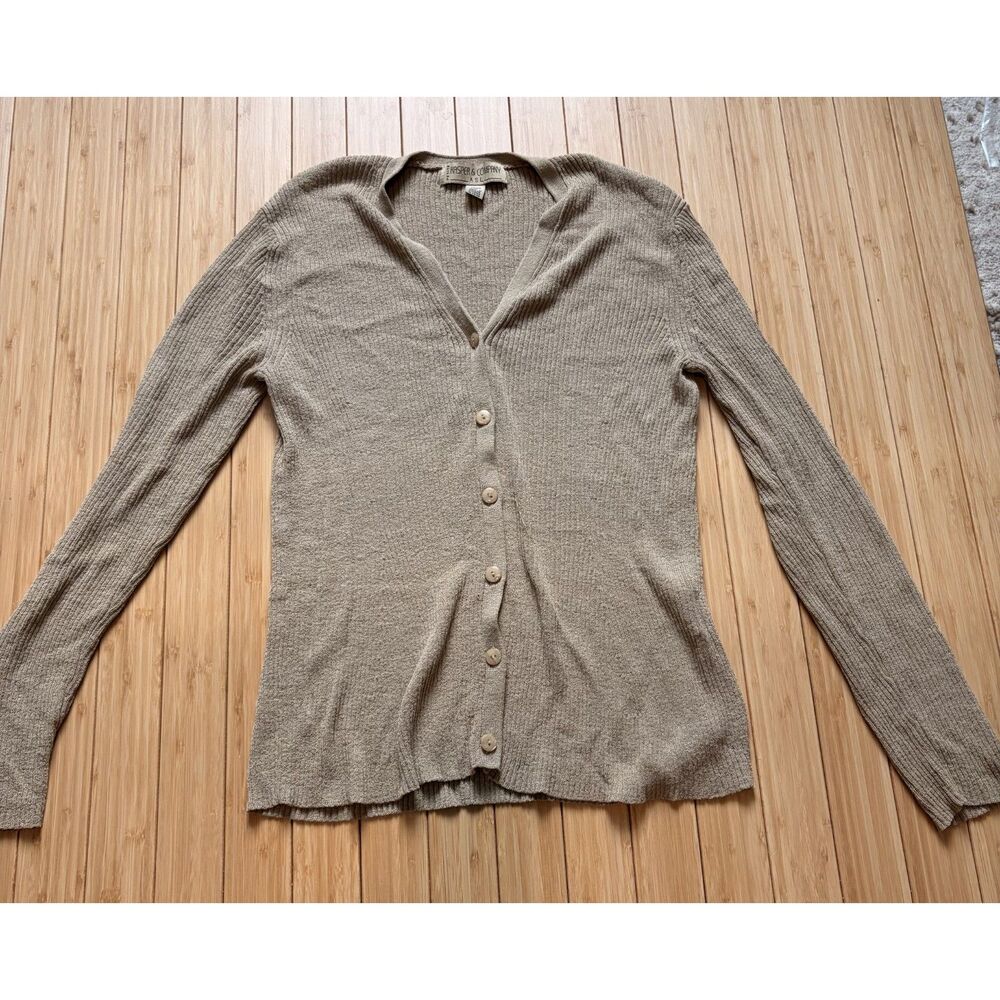 Women's Vintage Kasper & Company Petite Brown Cardigan Sweater Size M